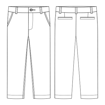 Male Pants Kids Trousers Design Template Technical Sketch Of Pants ...