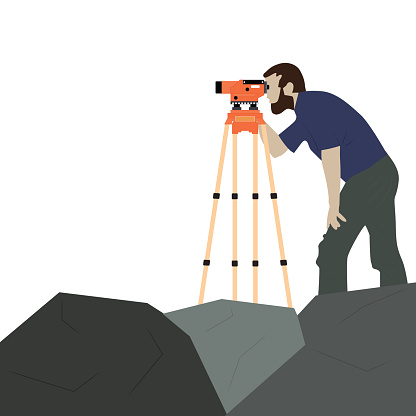 Male Surveyor on a Rock
