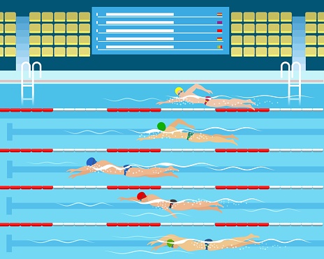 Male swimming racing in pool