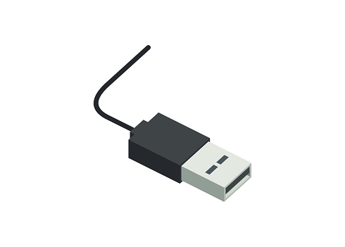 Male USB plug. Simple flat illustration.