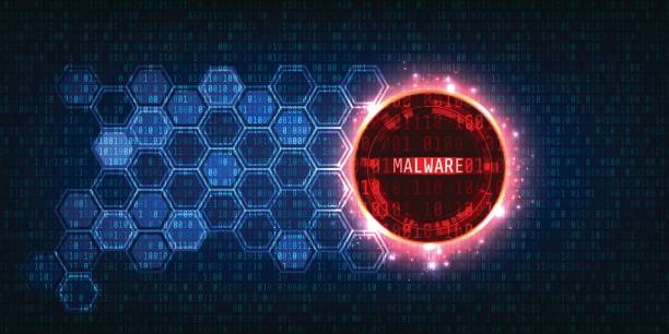 Malware and Secure Data Concept.Abstract Technology and Security with Binary code Background Malware and Secure Data Concept.Abstract Technology and Security with Binary code Background spyware stock illustrations