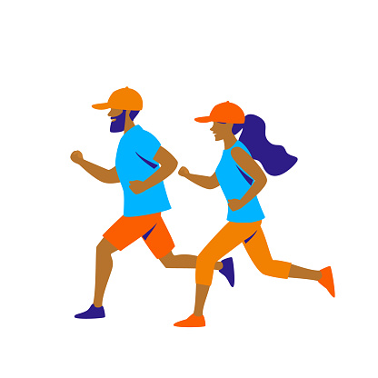 Man And Woman Running Vector Illustration Isolated Graphic Stock Illustration Download Image Now Istock