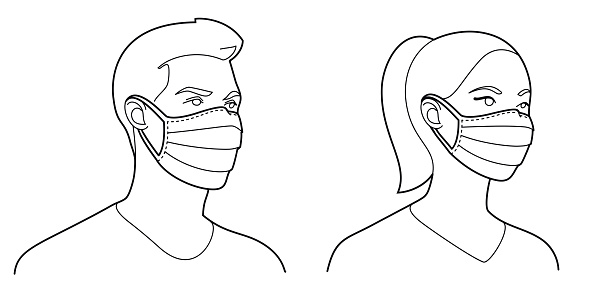 Man And Woman Wearing Medical Face Mask To Protect Themselves From