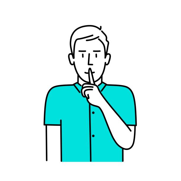 Man asks for silence. Be silent, please. Quiet. Man asks for silence. Be silent, please. Quiet. Vector illustration. how do you say shut up in japanese stock illustrations
