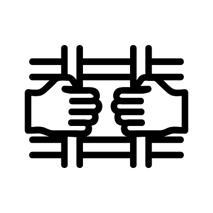 Man Behind Bars Icon Vector Isolated Contour Symbol Illustration Stock ...