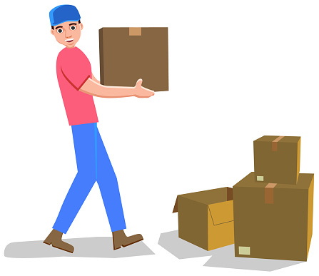 Man carrying boxes vector