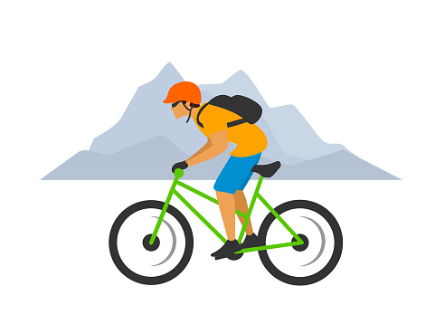 man cross country mountain biking cycling isolated vector graphic