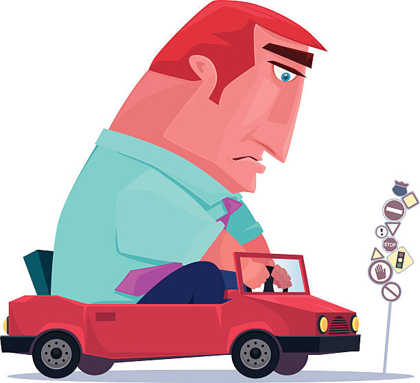 mann driving - lustige autos stock-grafiken, -clipart, -cartoons und -symbole