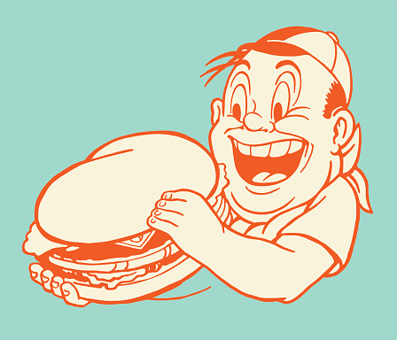 Man Eating a Hamburger
