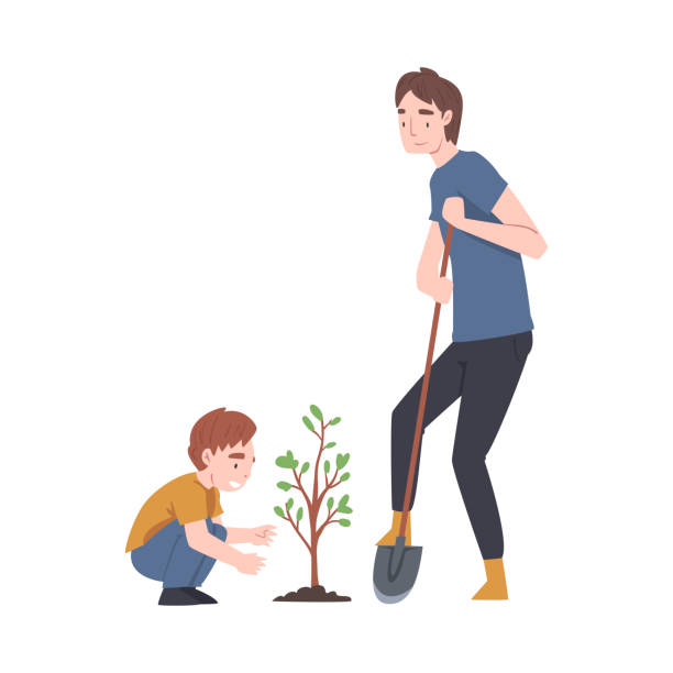 Father Son Planting Tree Illustrations, Royalty-Free Vector Graphics ...