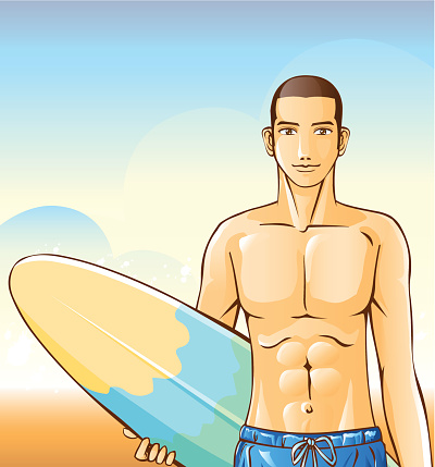 Man holding Surfboard on Beach