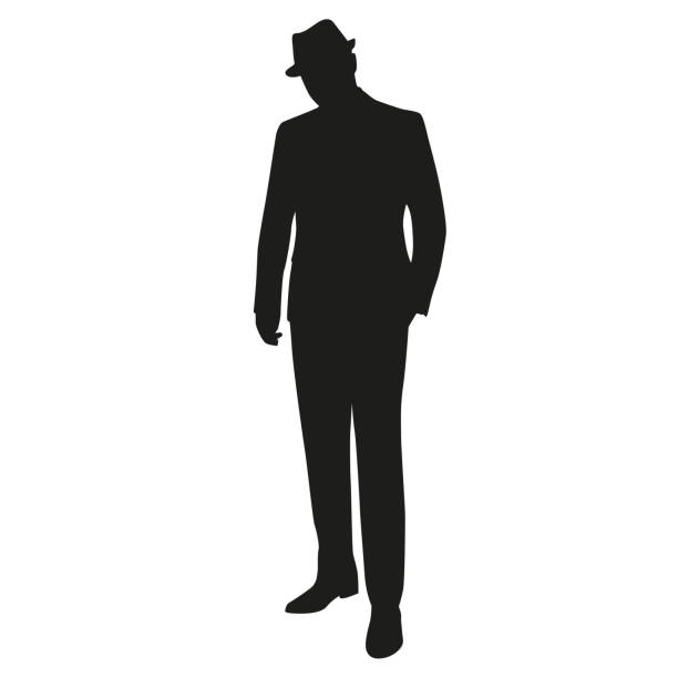Man in hat, vector isolated silhouette Man in hat, vector isolated silhouette gangster stock illustrations