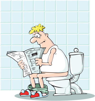 Муж сидит в туалете. Унитаз карикатура. Человек на горшке. Человек на унитазе с газетой.