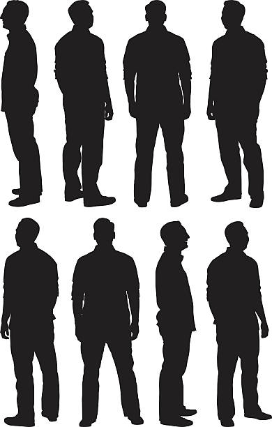 Man in various poses Man in various poseshttp://www.twodozendesign.info/i/1.png rear view stock illustrations