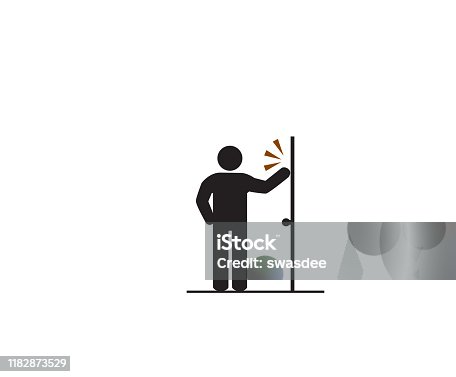 istock Man knock the door, Accident Prevention signs, beware and careful rhombus Sign, suggestion symbol, help sign and assistance symbol design concept, vector illustration. 1182873529