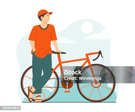 istock Man Living in Outdoor with a Bicycle. 1353496671
