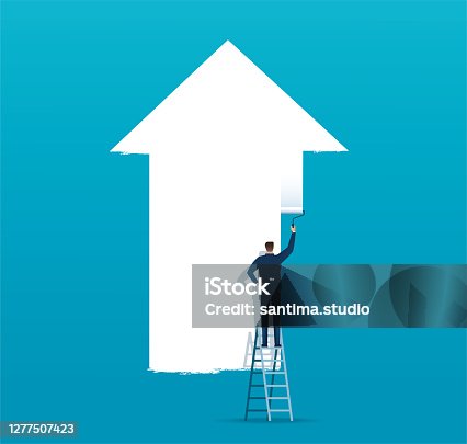 istock man painted the arrow business concept. vector illustration EPS10 1277507423