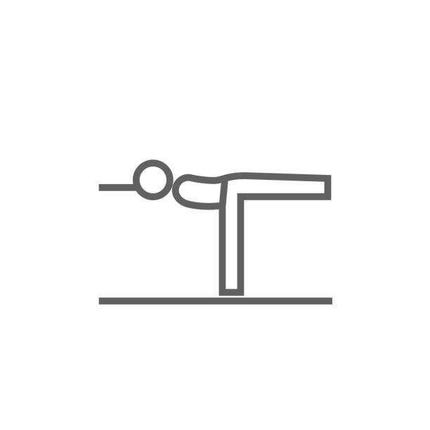 mann üben yoga-linie-icon - pilates methode stock-grafiken, -clipart, -cartoons und -symbole