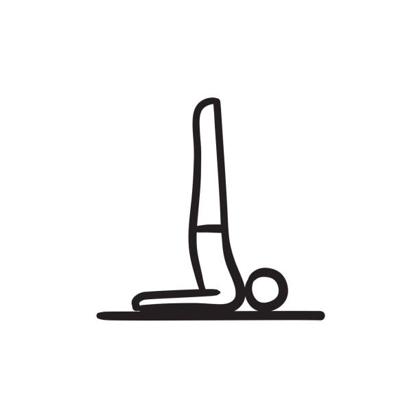menschen praktizieren yoga skizzensymbol - pilates methode stock-grafiken, -clipart, -cartoons und -symbole