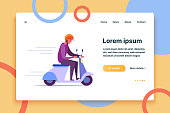 Man riding scooter. Transportation flat vector illustration. Transport concept for banner, website design or landing web page