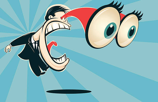 ilustrações de stock, clip art, desenhos animados e ícones de man screaming with bulging eyes - man pointing