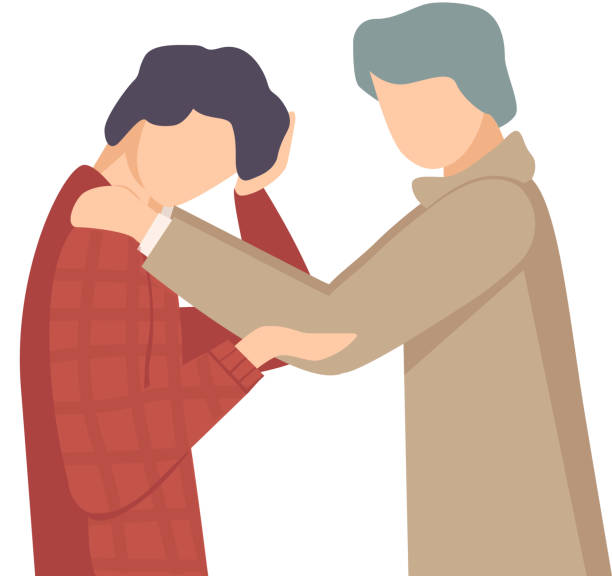 Man Standing with His Fellow Giving Him Word Support Vector Illustration Man Standing with His Fellow Giving Him Word Support Vector Illustration. Close Relationship Concept forgiveness stock illustrations