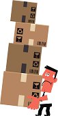 istock Man Struggling to Lift a Pile of Boxes 165762591