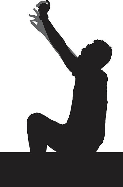 Man Taking Selfie Silhouette Vector silhouette of a sitting man taking a selfie selfie silhouettes stock illustrations