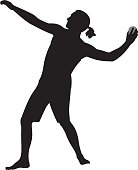 Vector silhouette of a man throwing a ball.