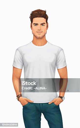 istock Man Wearing a Blank White T-Shirt 1048450844
