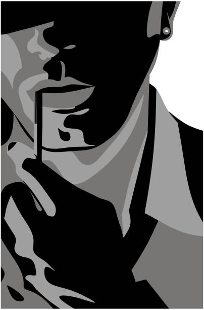 Man with a cigarette vector art illustration