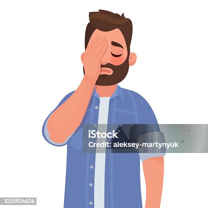 istock Man with a gestures facepalm. Headache, disappointment or shame 1025934626
