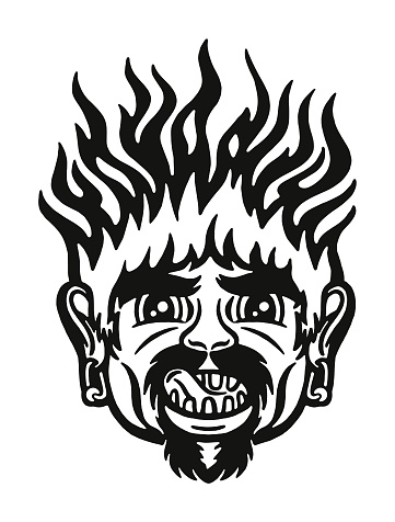 Man with Hair on Fire
