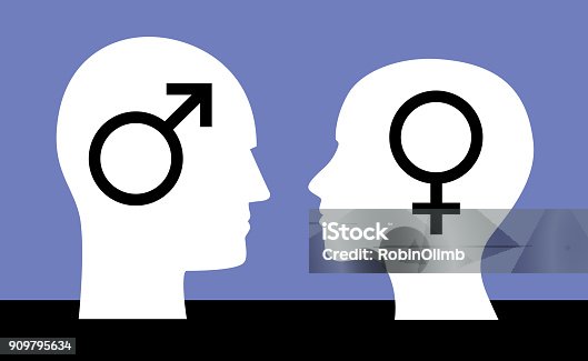 istock Man Woman Gender Symbol Heads 909795634
