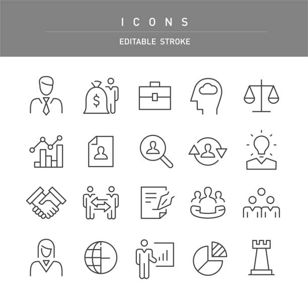 Management Icons - Line Series Management Icons - Line Series - Editable Stroke chess clipart stock illustrations