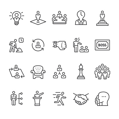 Boss, Manager and Corporate Hierarchy related vector icon set. vector