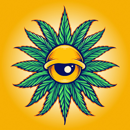 Mandala Leaf Cannabis Eyes Vector illustrations for your work Logo, mascot merchandise t-shirt, stickers and Label designs, poster, greeting cards advertising business company or brands.
