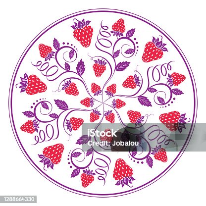 istock Mandala with Floral and Strawberries 1288664330