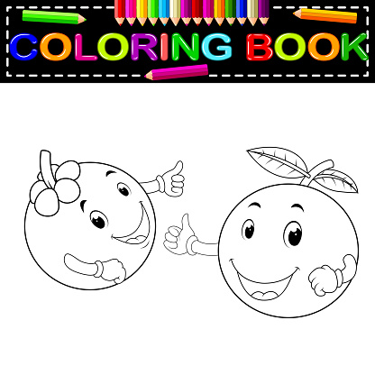 mangosteen and orange with face coloring book