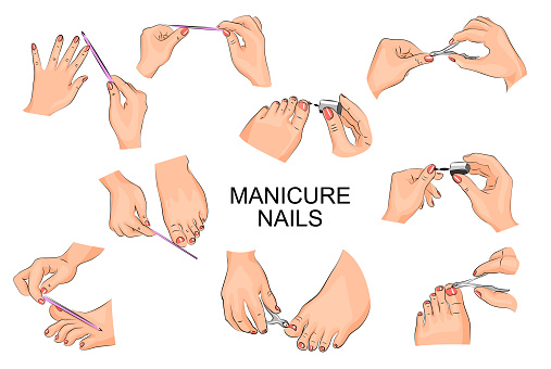 manicure and pedicure hands feet, nails