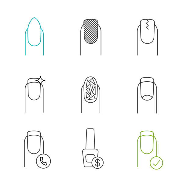 illustrazioni stock, clip art, cartoni animati e icone di tendenza di icone manicure - french manicure