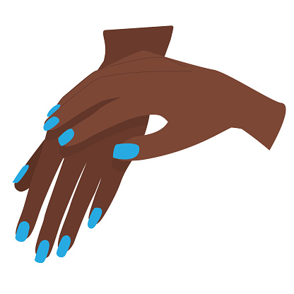 Manicure on Dark Skin in Blue