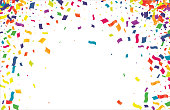 Many Falling Colorful Tiny Confetti Isolated On Transparent Background
