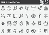 Map and Navigation Line Icons