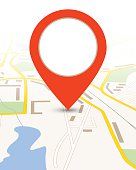 Map gps background with big red pin pointer vector illustration