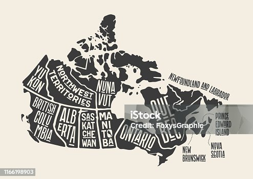 istock Map Canada. Poster map of provinces and territories of Canada 1166198903