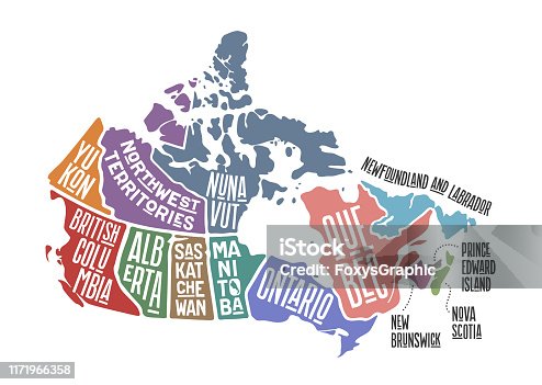 istock Map Canada. Poster map of provinces and territories of Canada 1171966358