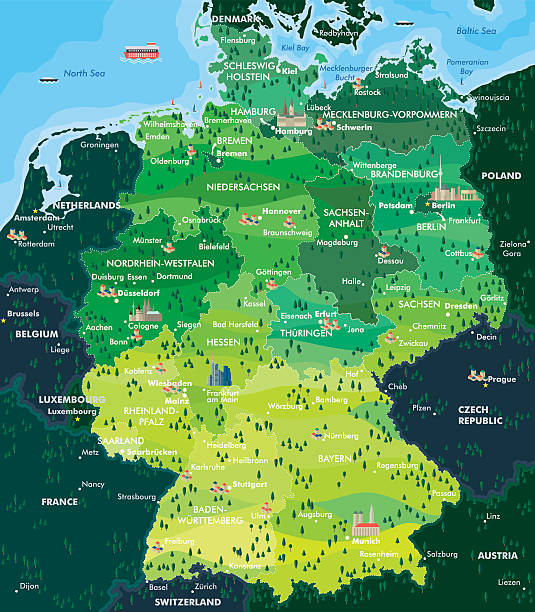 맵 독일 - 노르트 라인 베스트팔리아 stock illustrations