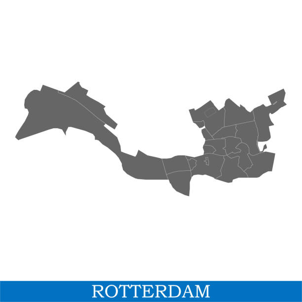 stockillustraties, clipart, cartoons en iconen met kaart is een stad van nederland - rotterdam