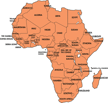 Karta Över Afrika Med Alla Länder-vektorgrafik och fler bilder på Karta